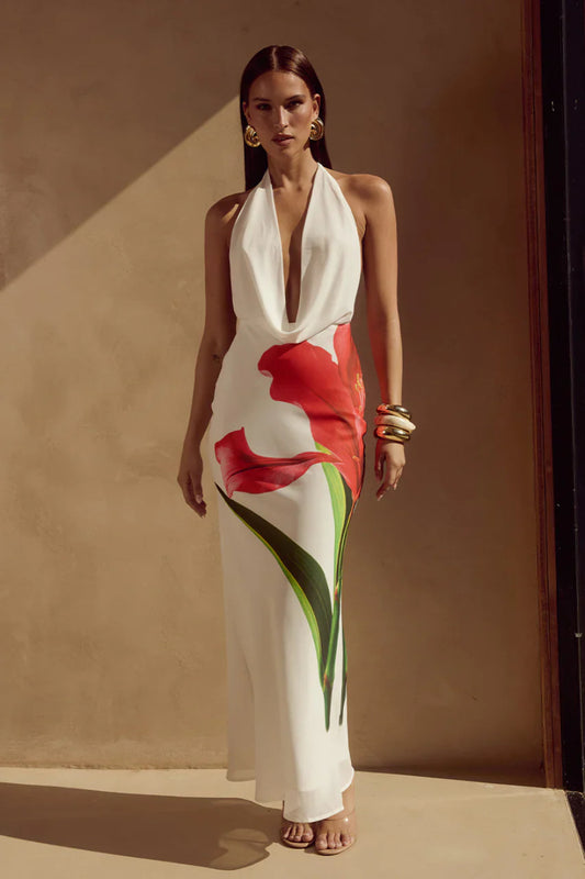 Runaway The Label Jasmina Red Lily Maxi Dress