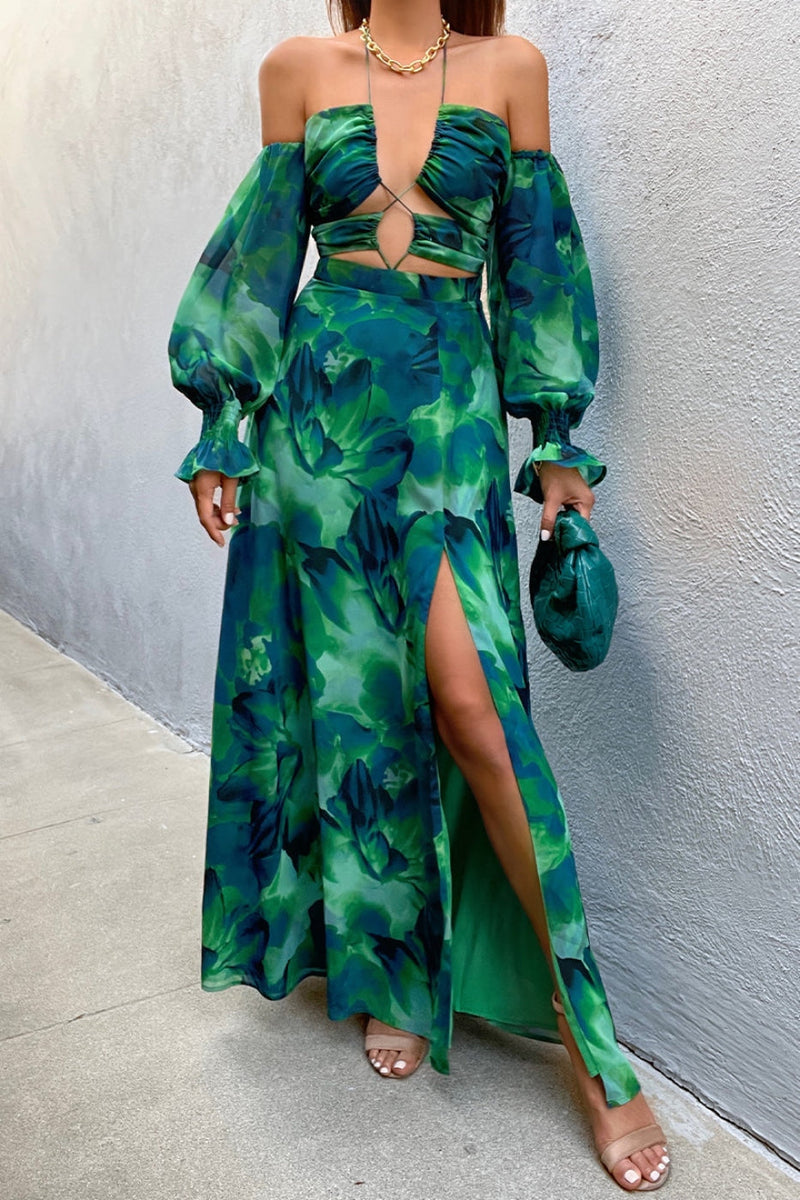 Floral green maxi clearance dress