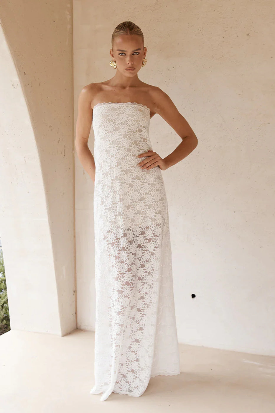 Runaway The Label Kinera White Lace Maxi Dress (Pre-Order)