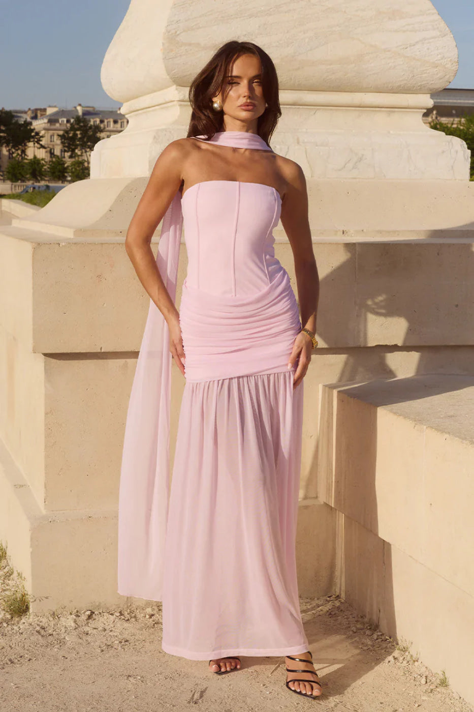 Runaway The Label Lillie Musk Pink Corset Maxi Dress