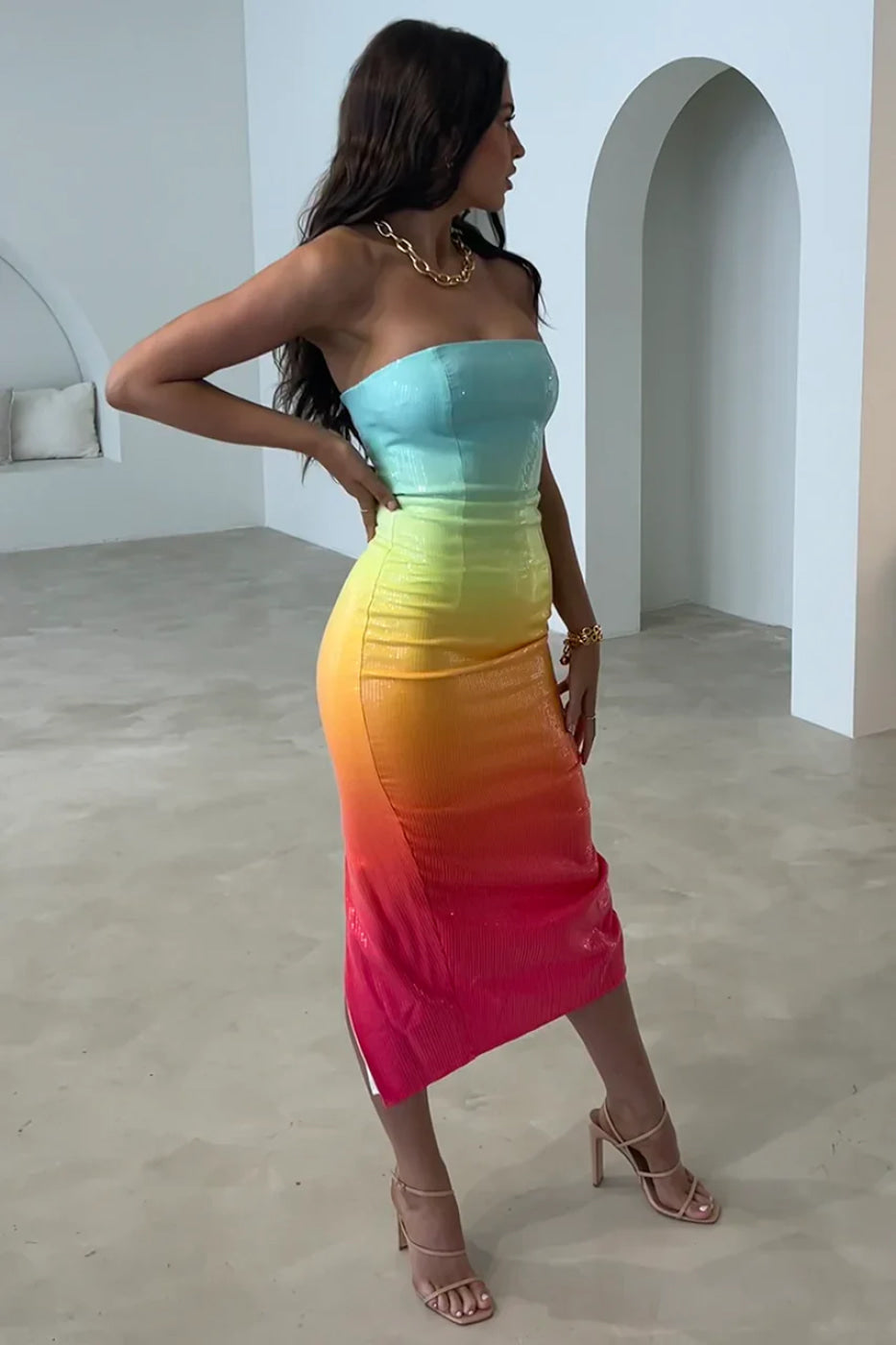 Runaway The Label Malibu Ombre Sequin Midi Dress (Pre-Order)