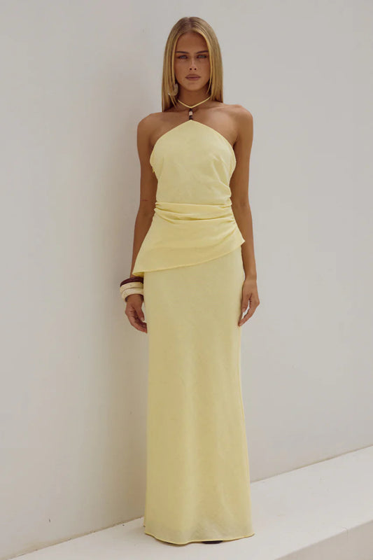 Runaway The Label Halzie Lemon Top & Maxi Skirt Co-Ord Set