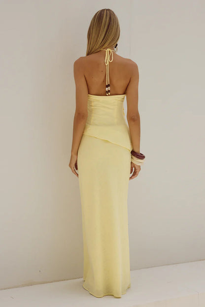 Runaway The Label Halzie Lemon Top & Maxi Skirt Co-Ord Set