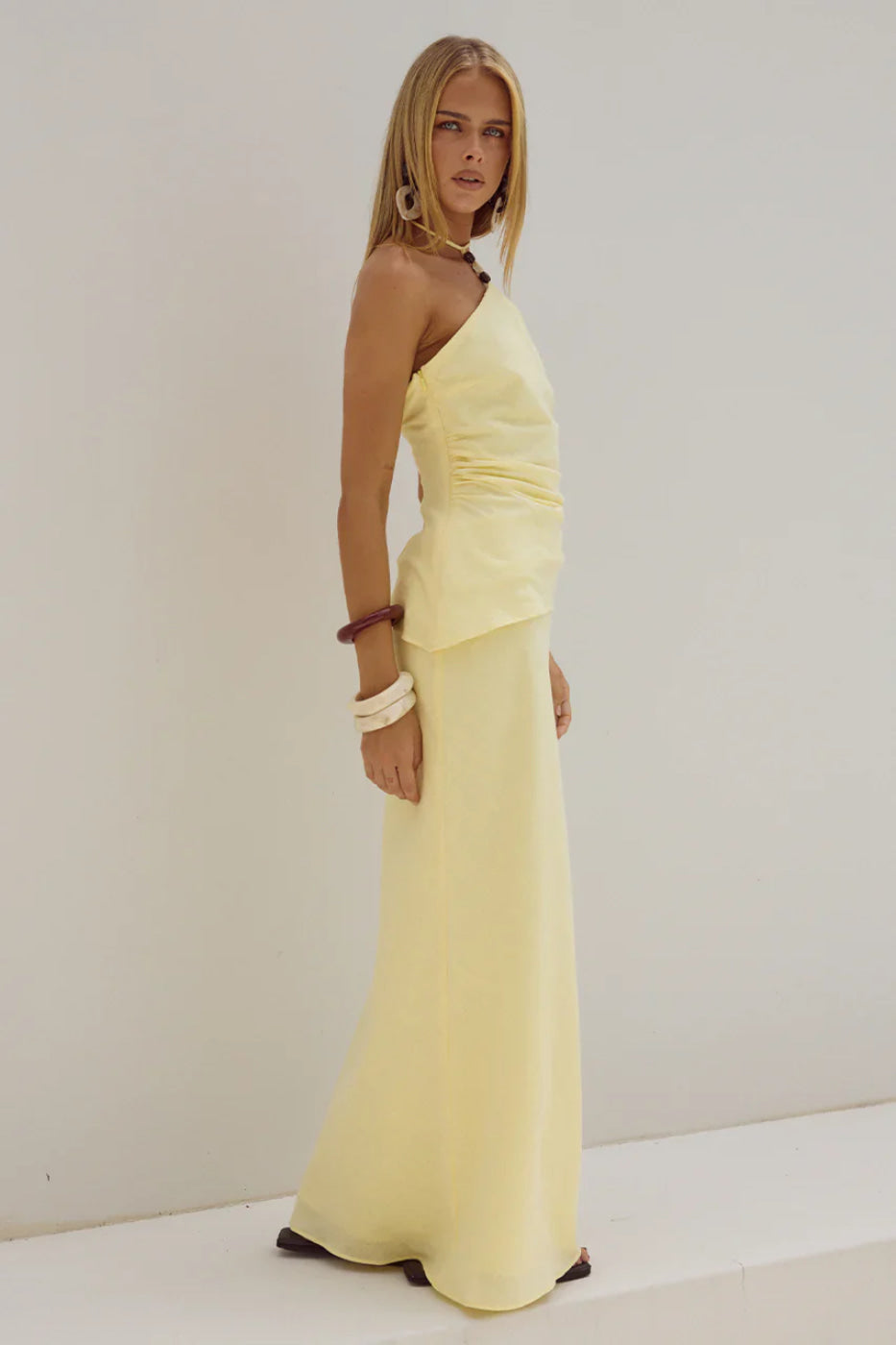 Runaway The Label Halzie Lemon Top & Maxi Skirt Co-Ord Set