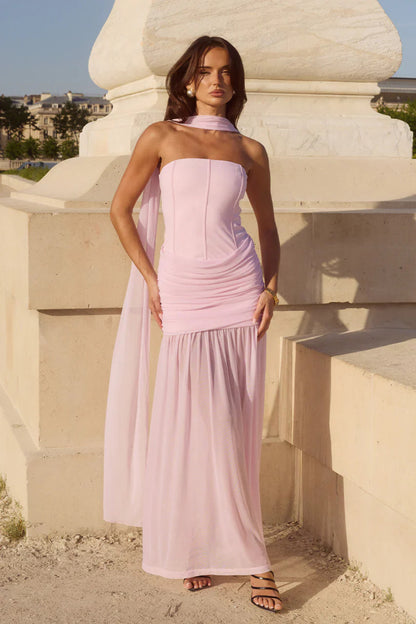 Runaway The Label Lillie Musk Pink Corset Maxi Dress