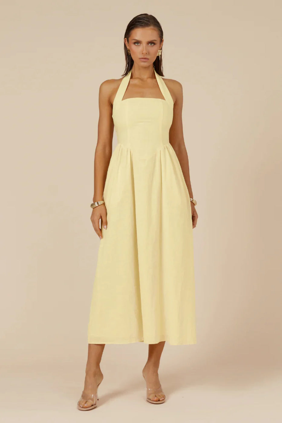 Runaway The Label Locklea Lemon Midi Dress