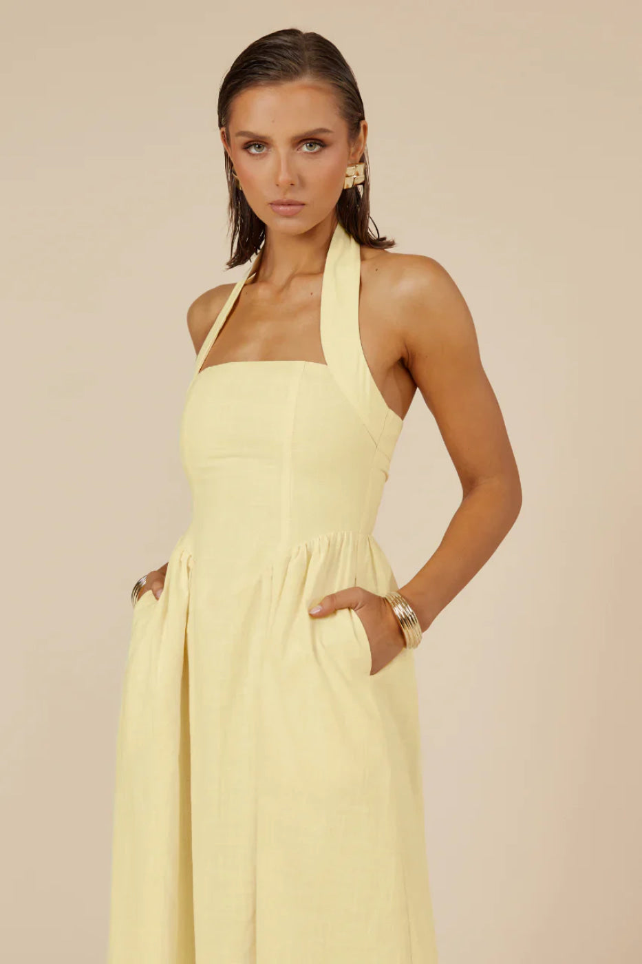 Runaway The Label Locklea Lemon Midi Dress