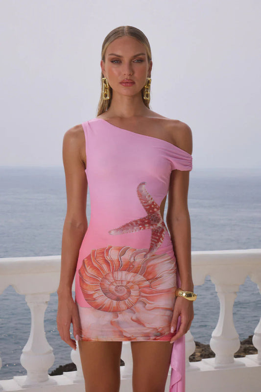 Runaway The Label Mara Pink Seashell Print Mini Dress