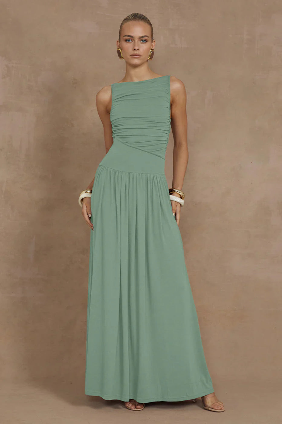 Runaway The Label Nalla Sage Green Maxi Dress