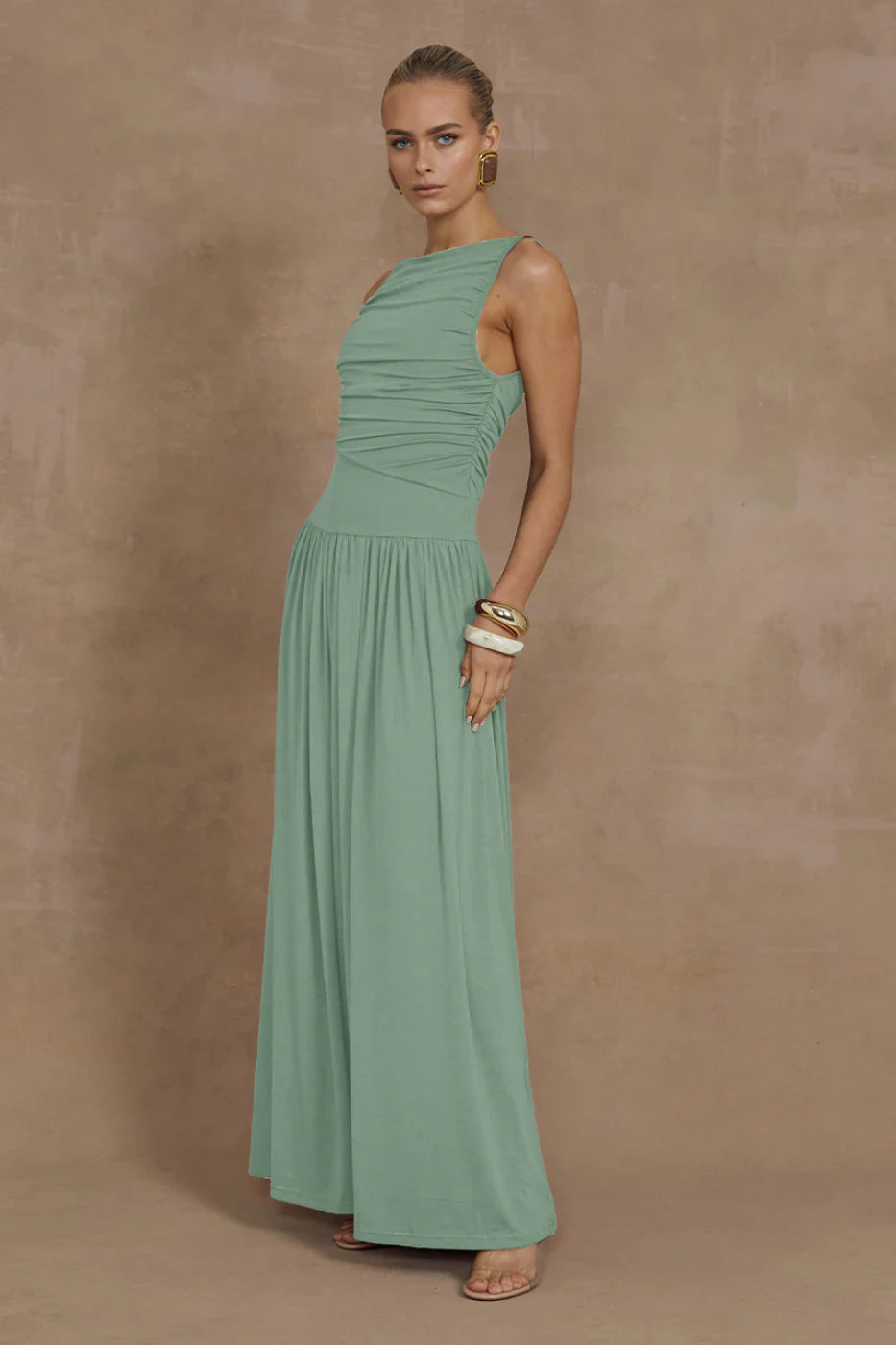 Runaway The Label Nalla Sage Green Maxi Dress