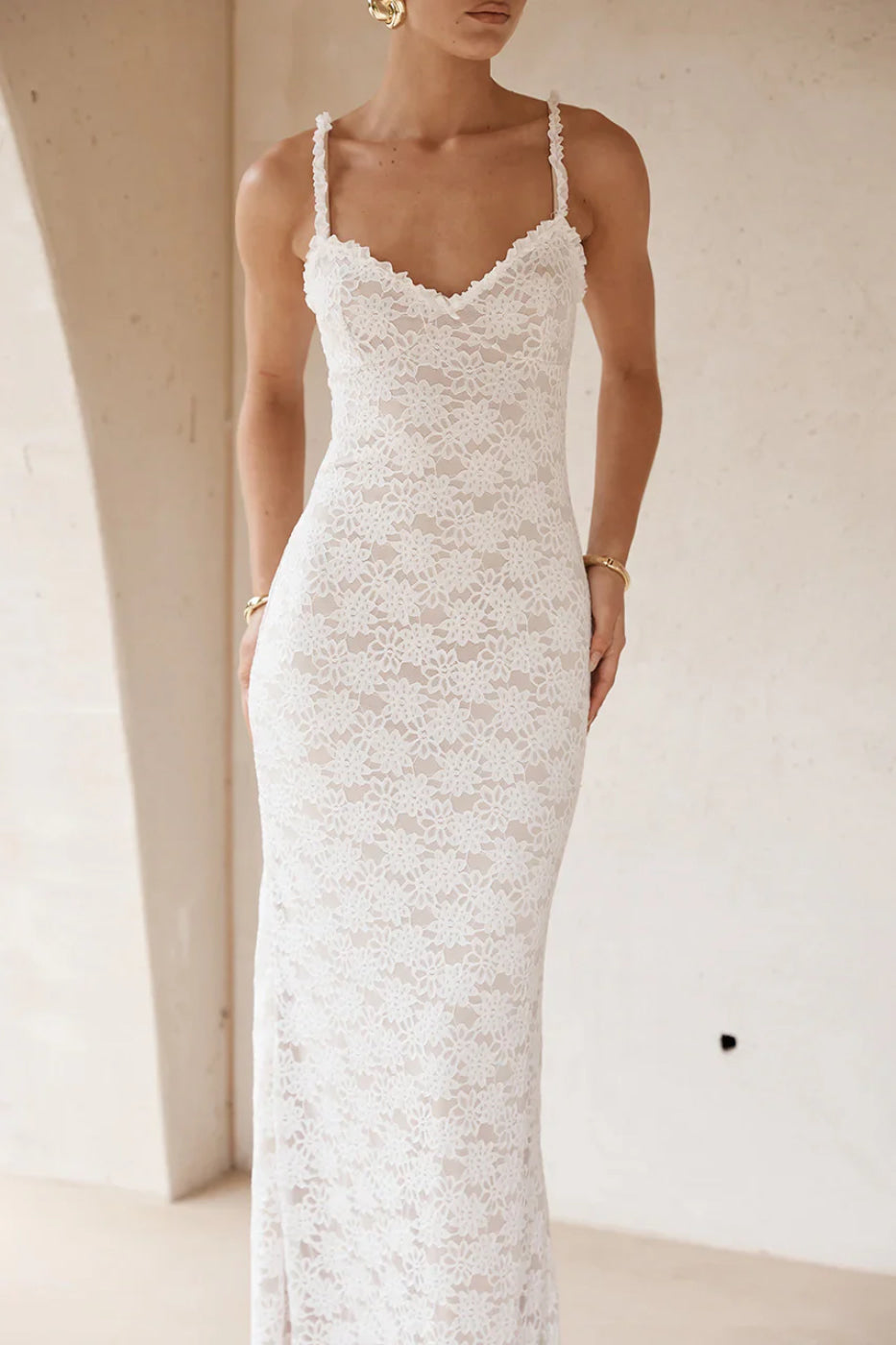 Runaway The Label Sarta White Lace Maxi Dress